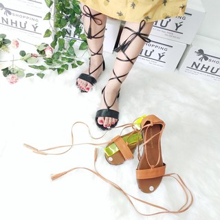 Giày Dép Sandal Cột Dây Tua Rua
