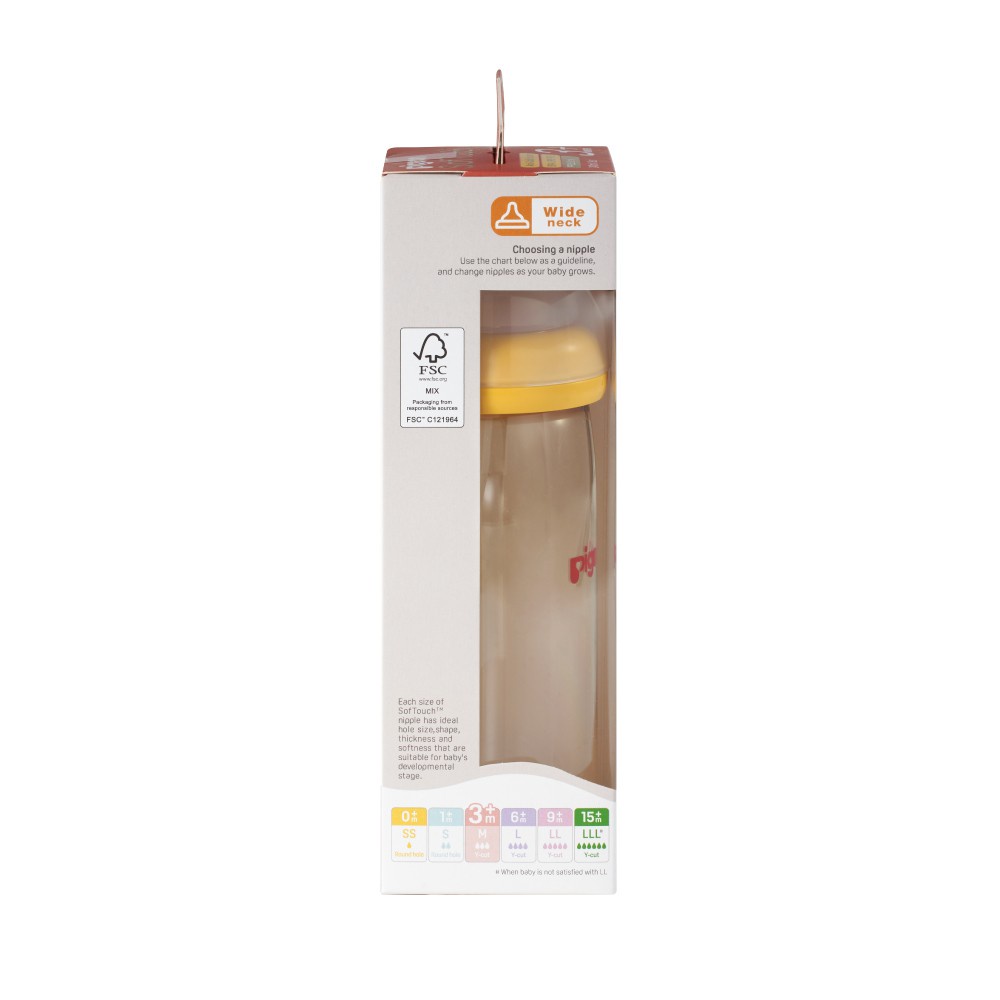 Bình sữa Pigeon 160ml / 240ml cổ rộng PPSU Plus với núm vú silicone siêu mềm Plus