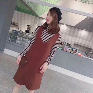 Bán sỉ- Set áo lên kẻ, váy yếm