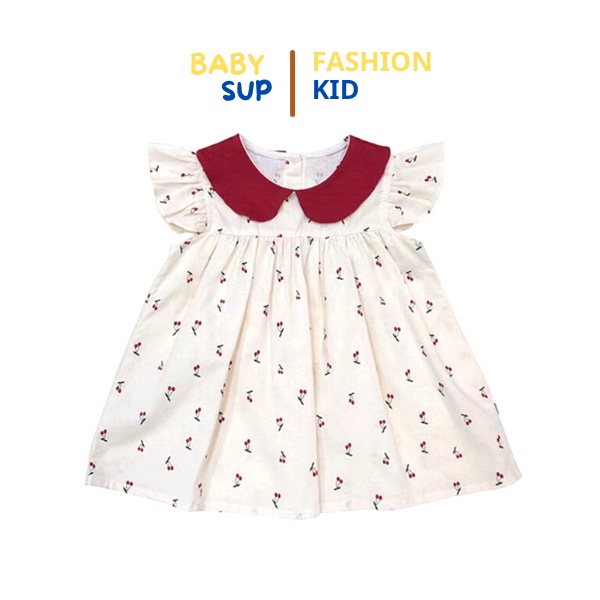 Váy đầm BABY SUP  cherry cho bé gái cân nặng 8-20KG