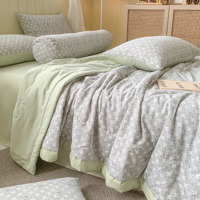 Bộ sét 5 món cotton đũi chăn trần nhập khẩu cực kì mềm mịn thoáng mát,sét 5 món cotton đũi chăn trần mềm mịn thoáng mát