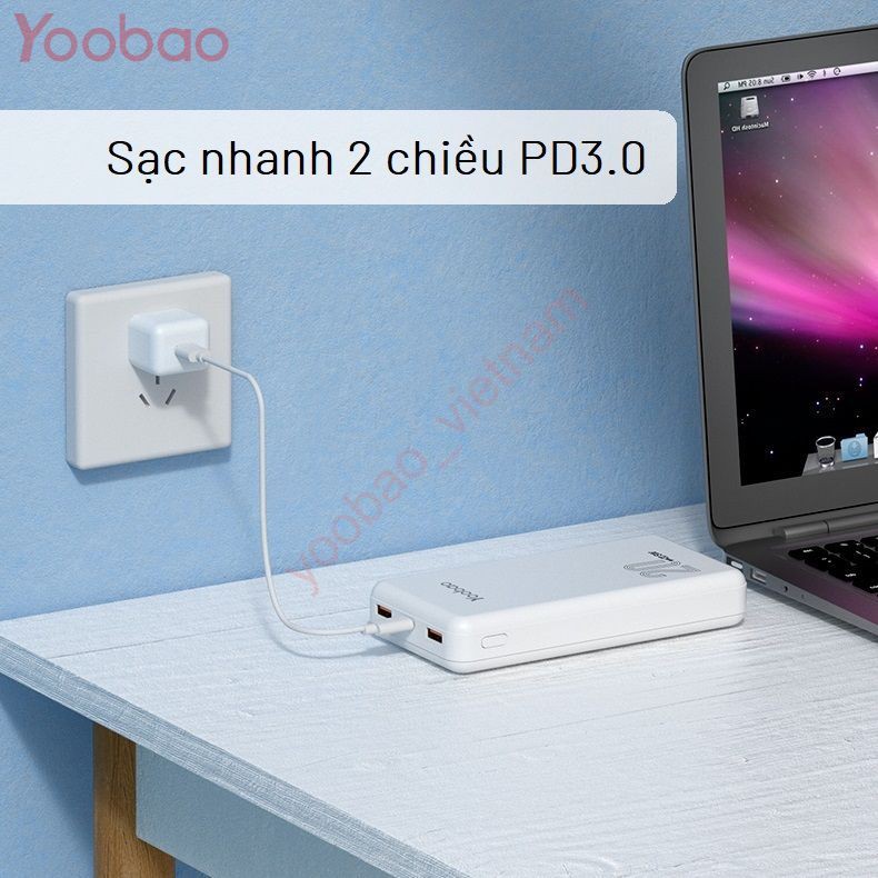 Sạc Dự Phòng Yoobao 20000mAh Sạc Nhanh 2 Chiều type-C Pin Polymer - YOOBAO D20Q
