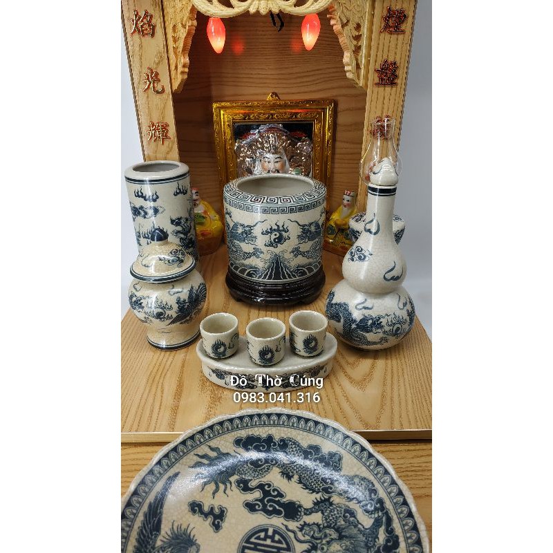 Bộ đồ thờ thần tài men rạn