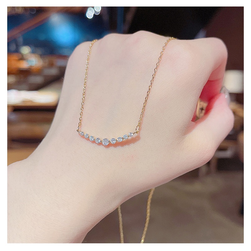 Dây Chuyền Bằng Thép Titan Mặt Hình Học Đính Đá Zircon Phong Cách Tinh Tế Đơn Giản
