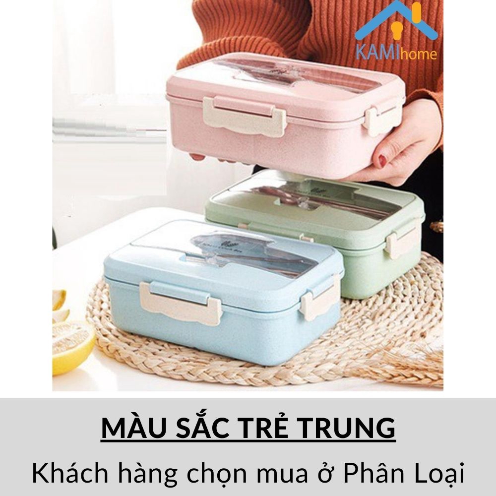 Hộp đựng cơm văn phòng ❤️Có Giá điện thoại❤️Loại 1 tầng 3 ngăn 750ml❤️chất liệu lúa mạch dùng Lò vi sóng mã 21014