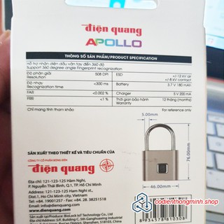 Ổ khóa Vân tay [FREE SHIP] mini Điện Quang
