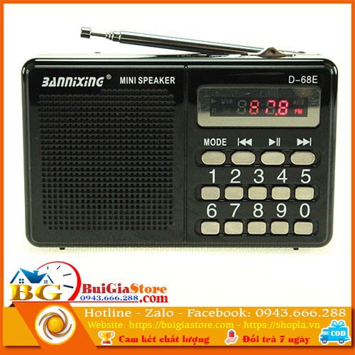 Máy nghe nhạc Thẻ Nhớ, Usb, đài FM Bannixing D-68E