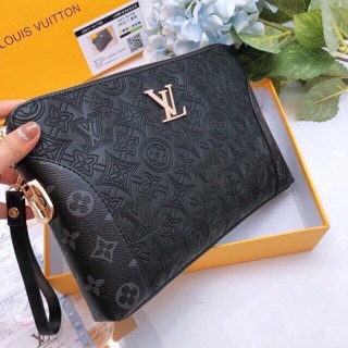 Ví da L V. cầm tay khoá số FULLBOX_Ví L.V kẹp nách da thật New