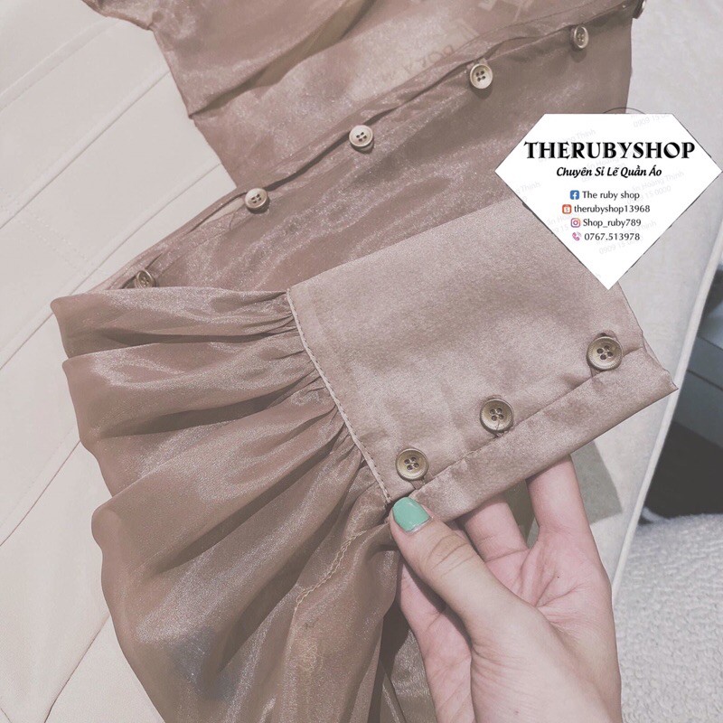 Đầm phối tay voan