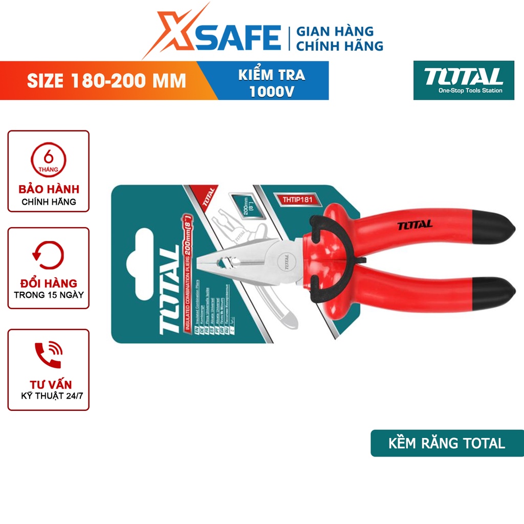 Kìm răng cách điện TOTAL 2 kích thước 7-8 inch, cách điện 10000V, độ bền cao, chống ăn mòn - chính hãng