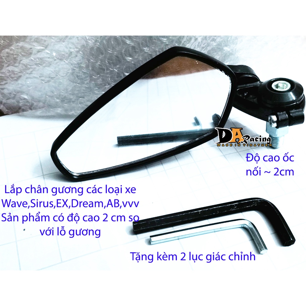 Gương gù chân gương mặt kính trắng lắp SH,SH Mode,Wave,Sirius, AB, vvv