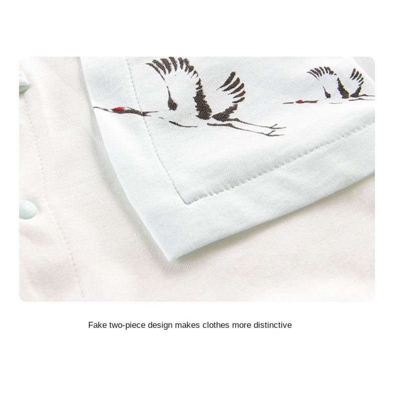 Bộ Áo Liền Quần Cotton Tay Dài Phong Cách Trung Quốc Cho Bé 0-24 Tháng Tuổi