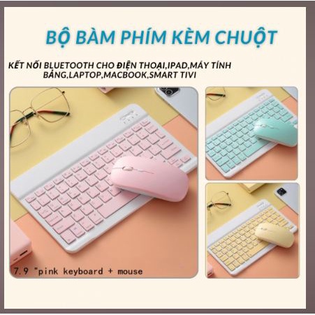 Combo Bàn Phím và Chuột Bluetooth 3.0 không dây size mini cho máy tính bảng, laptop học tập, làm việc thiết kế nhẹ nhàng