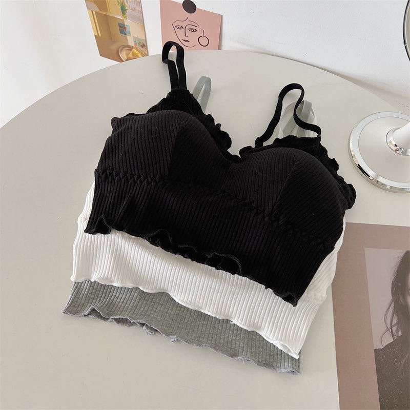 Áo lót, Bra cotton nữ dáng lửng nhúm bèo xinh xắn 6880
