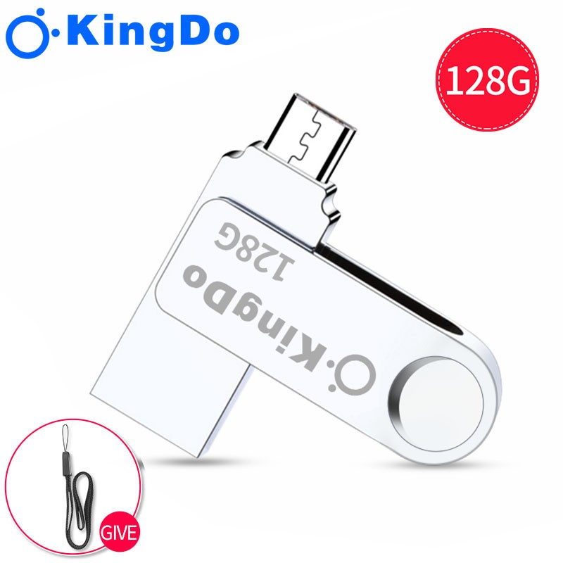 USB OTG Kingdo Ultra Dual Drive Luxe USB Micro USB 64GB 128GB 150MB/s (Bạc) Vỏ kim loại