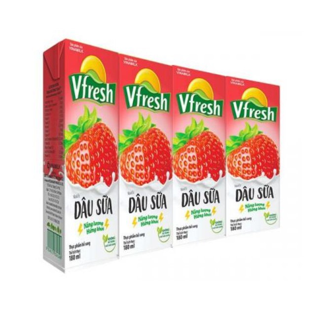 Lốc 4 Hộp Nước Dâu Sữa Vfresh 180ml/hộp