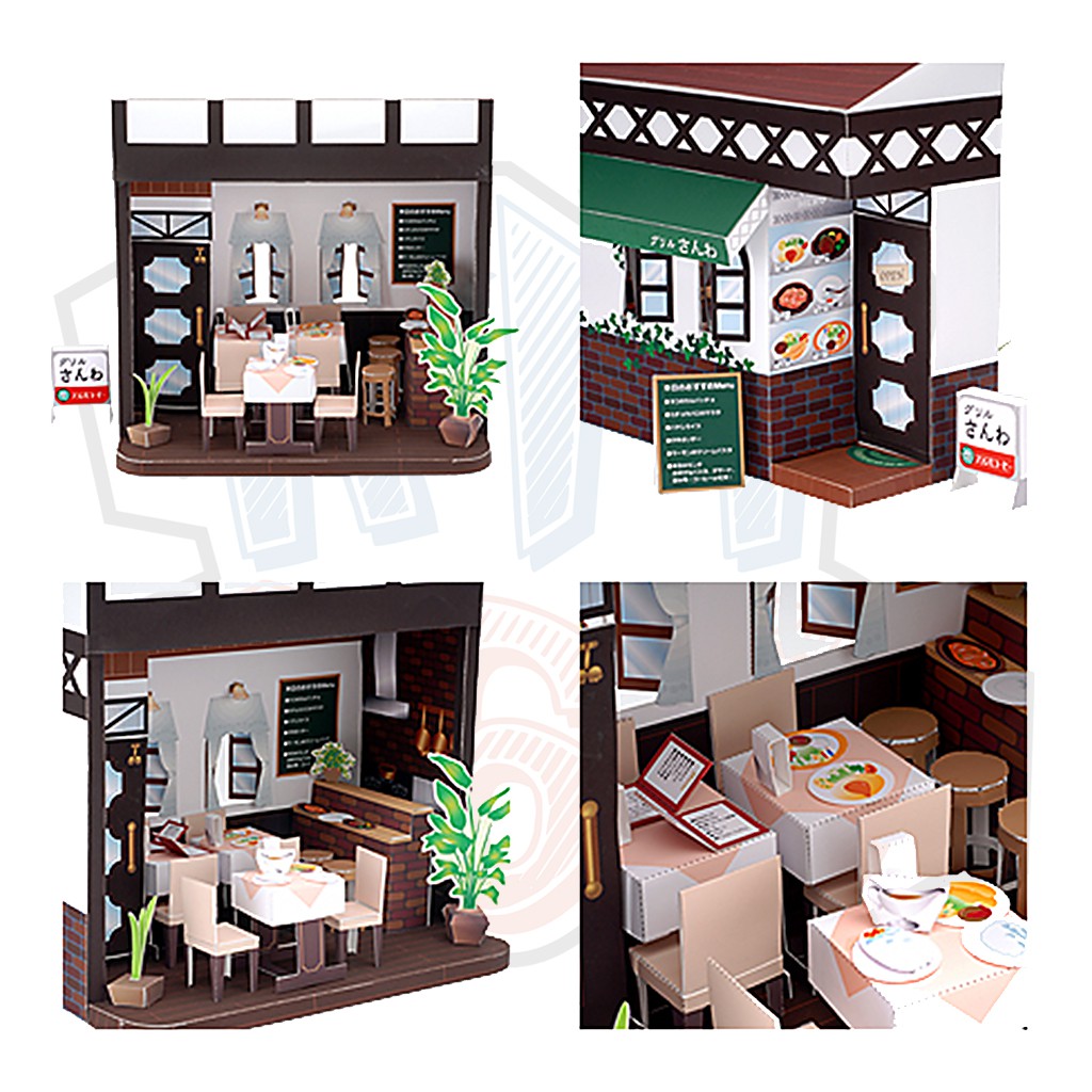 Mô hình giấy kiến trúc Nhật Bản Nhà hàng Dollhouse Western