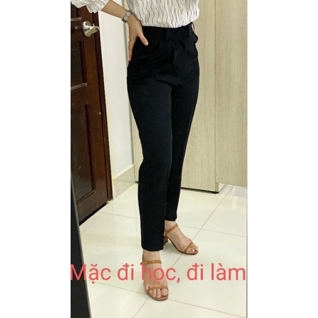 Quần vải nữ dáng baggy, mặc đi học đi làm chất vải tuyết mưa không nhăn ống đứng