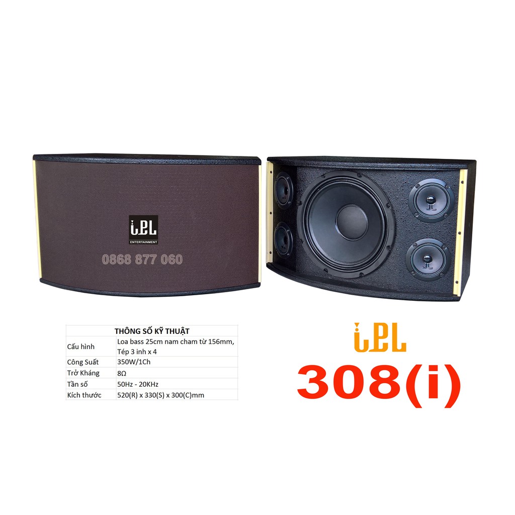 Loa Karaoke Bass 25 IPL 308 - 5 loa IPL: 1 Bass 25P156C65, 4 tép 3 inh từ kép