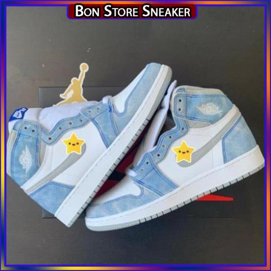 Giày air jordan hyper royal xanh nỉ, Giày Jodan 1 xanh nỉ cổ cao siêu hot 2021 Full Box Bill