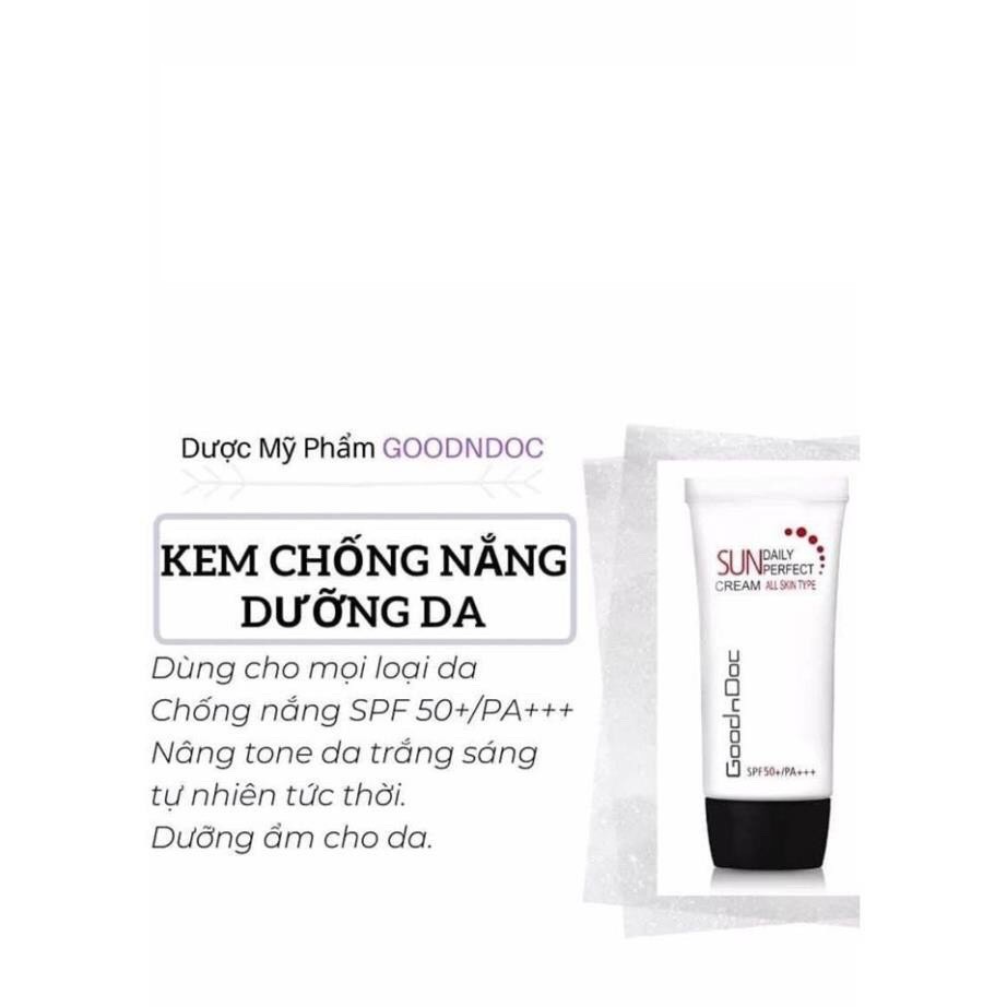 (CHÍNH HÃNG) Kem Chống Nắng GoodnDoc Sun Cream Daily Perfect SPF50/PA+++ Dành Cho Mọi Loại Da - 50ml