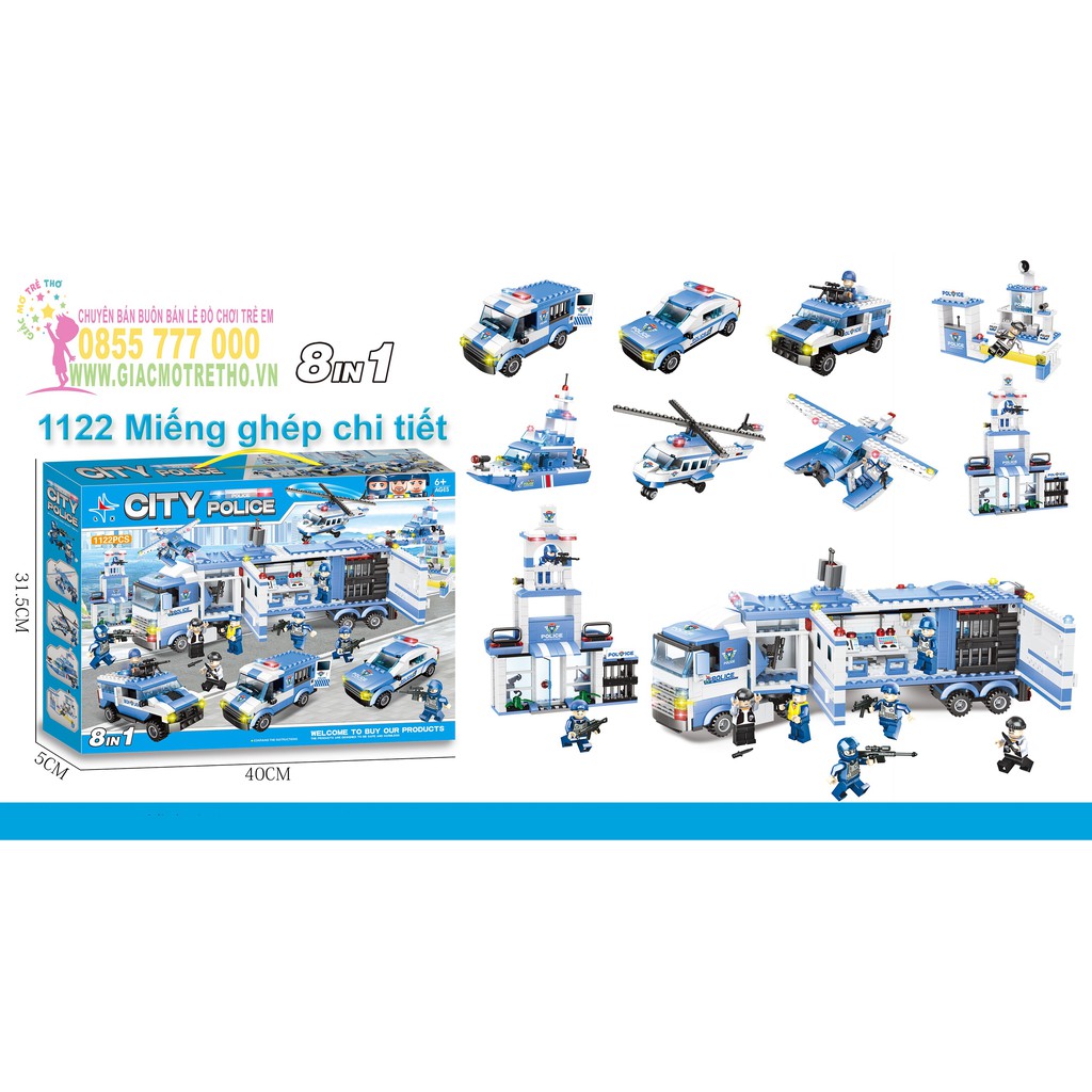 Lắp ráp Ghép Hình Cảnh Sát POLICE CITY 8IN1 1122PCS SP618