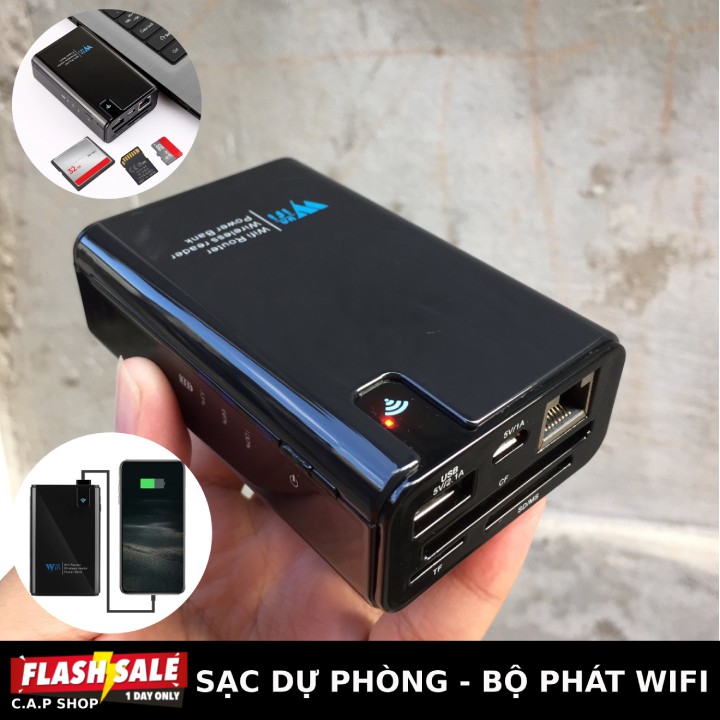 [ XẢ KHO ấn trả giá 99K ] Pin sạc dự phòng 6000 mAh kiêm bộ định tuyến mạng WIFI cắm cổng LAN kiêm đầu đọc thẻ nhớ