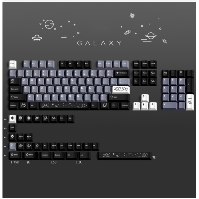 GMK Galaxy Keycaps, 130 phím PBT Keycaps Cherry Profile DYE-SUB Cá nhân hóa GMK Keycaps cho bàn phím cơ
