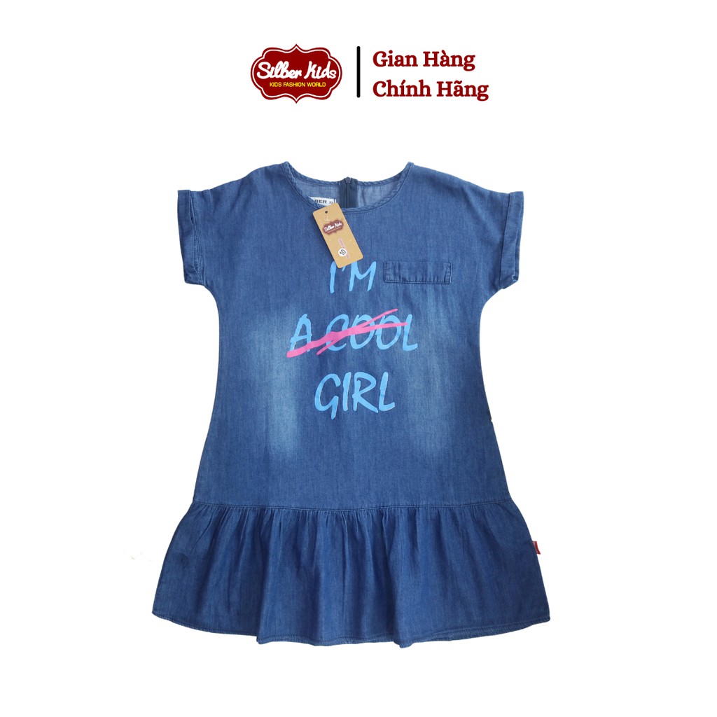 [Mã BMBAU50 giảm 7% đơn 99K] Váy Jean Bé Gái 25-35kg Cộc Tay In Cool Girl SILBER KIDS