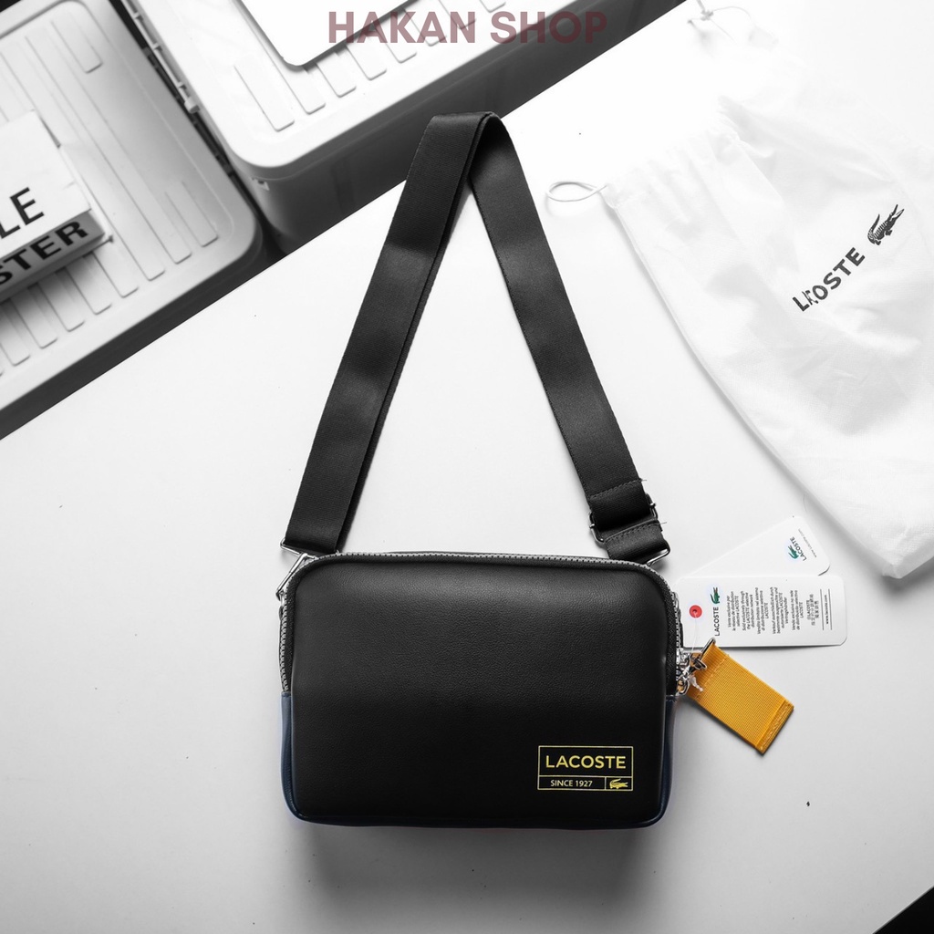 Túi Đeo Chéo Nam LACOSTE SINCE 1927 Full Hôp LC Chất Liệu Da Si Cao Cấp 2 Ngăn Chính Và 1 Ngăn Phụ Size 24cm*17.5cm*6cm.