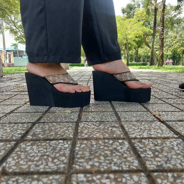 DÉP KẸP NỮ QUAI ĐÍNH ĐÁ CAO 9CM-12CM