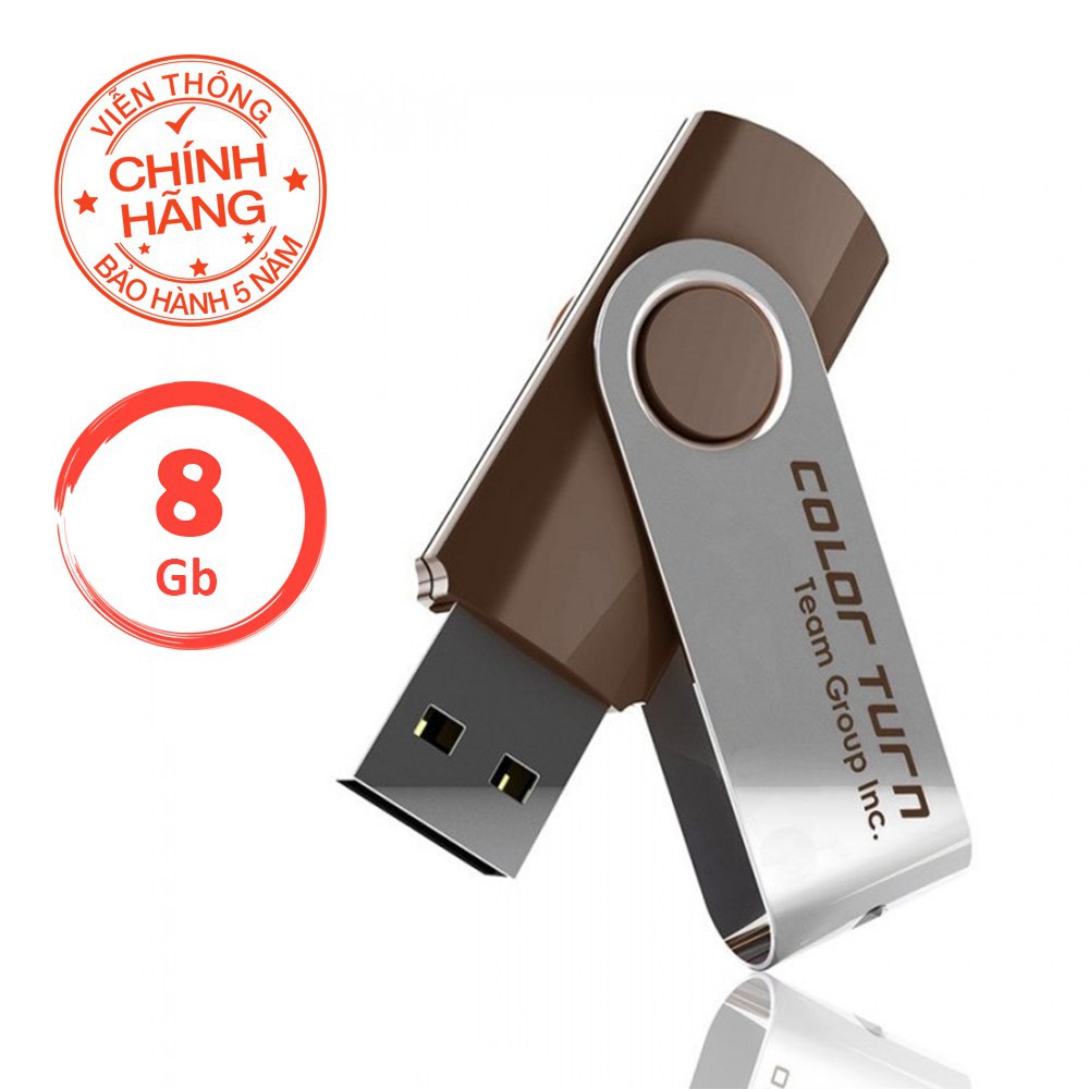 USB 2.0 Team Group E902 8GB Taiwan INC nắp xoay 360 tặng cáp micro USB tròn Romoss- Hãng phân phối chính thức