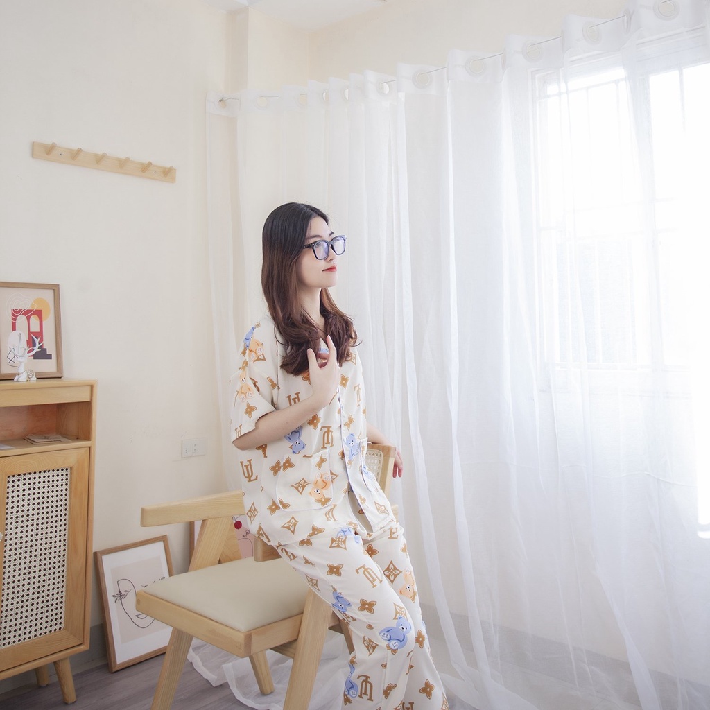 Bộ Ngủ Nữ Lụa Mango Hàn Quốc, Pijama Nữ Mặc Nhà Dễ Thương Vải Mát Mango Lụa Cao Cấp | WebRaoVat - webraovat.net.vn