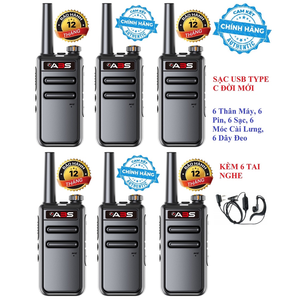 Bộ 6 Bộ đàm ABS GP900S(Loa chống bụi, Dung lượng pin cực lớn &gt;12 tiếng, cự ly liên lạc xa, siêu bền)
