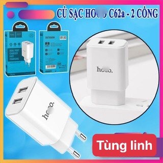 Củ sạc nhanh hoco 2 cổng C62A sạc nhanh 2.1A dành cho mọi điện thoại, bảo hành chính hãng 6 tháng