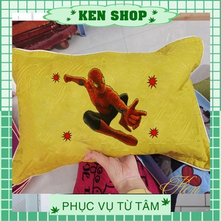 Gối cho bé mầm non in hình siêu nhân nhện cho bé cofb vàng và xanh bơ