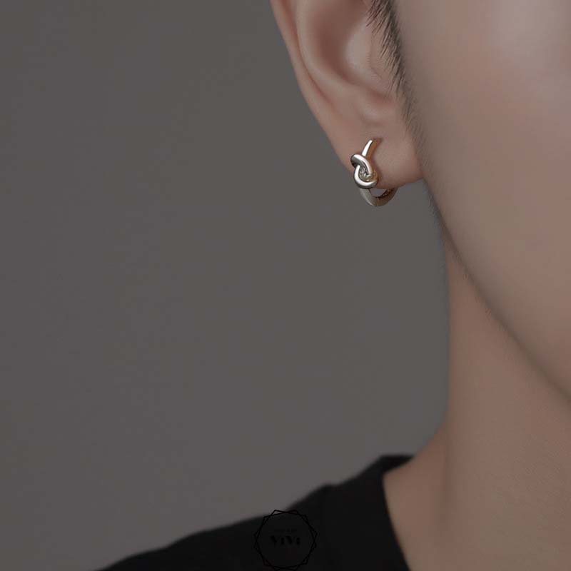 Bông tai bạc nam kiểu nút thắt Roknot – khuyên tai bạc ViVi_Gift