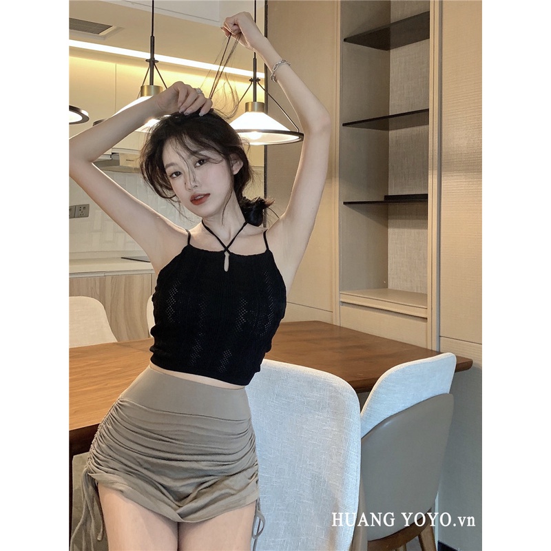 Áo Dệt Kim Cổ Yếm Phong Cách Hàn Quốc Thời Trang Quyến Rũ Cho Nữ