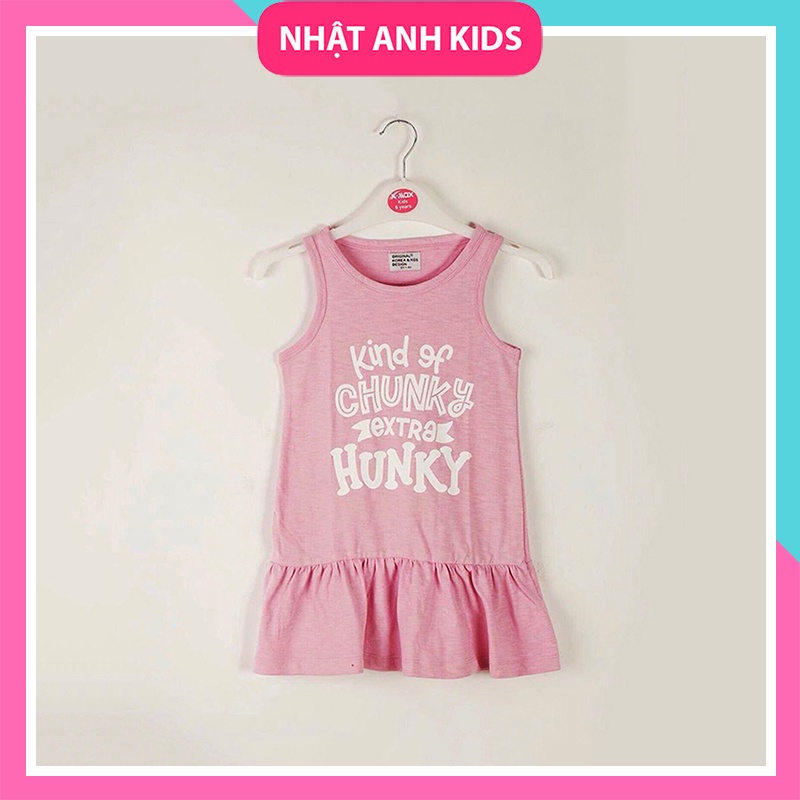 [XẢ HÀNG] Váy đầm thun sát nách XUẤT DƯ in hình đáng yêu cho bé gái 14-22kg
