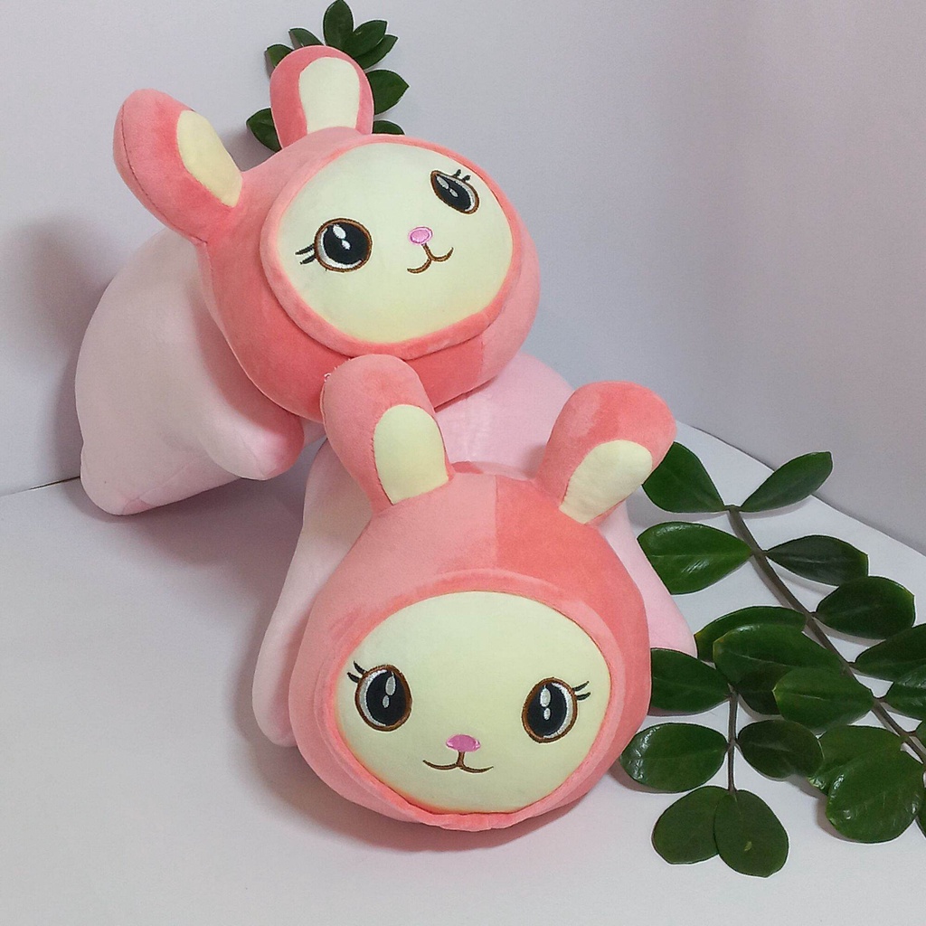 Thú gấu nhồi bông thỏ nằm siêu cute đáng yêu , thỏ hồng đồ chơi cho bé kich thước 40 cm
