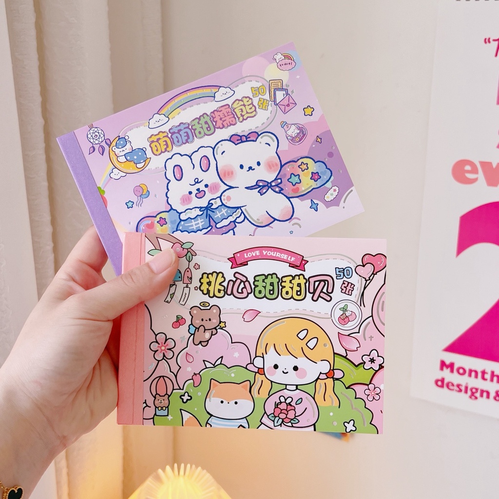 Sổ tay 50 set sticker dễ thương số lượng siêu nhiều
