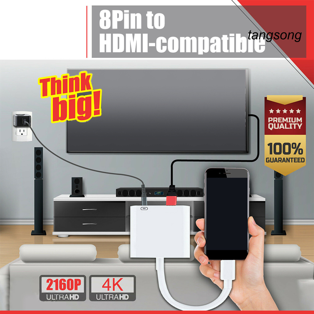 Cáp Chuyển Đổi Ts-4K 1080p Hdtv 8pin Sang Hdmi-Comp Cho Iphone 6 7 8 Plus X Xs Xr 11 Pro Max 12