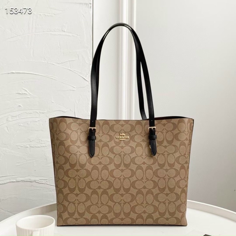 Túi tote Coach da thật size lớn vừa A4, 3 ngăn, có khoá kéo