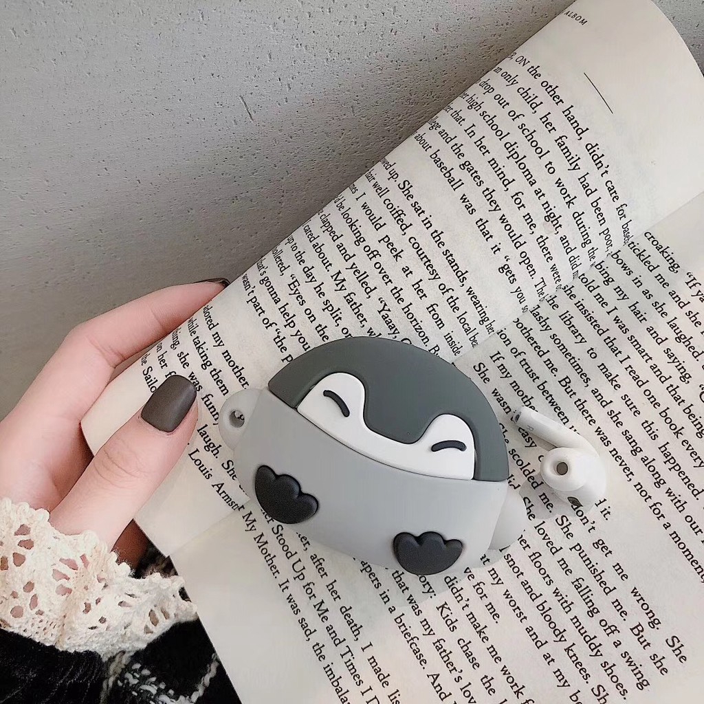 Hộp Đựng Bảo Vệ Tai Nghe Airpods Có Móc Khóa Hình Chim Cánh Cụt 3d