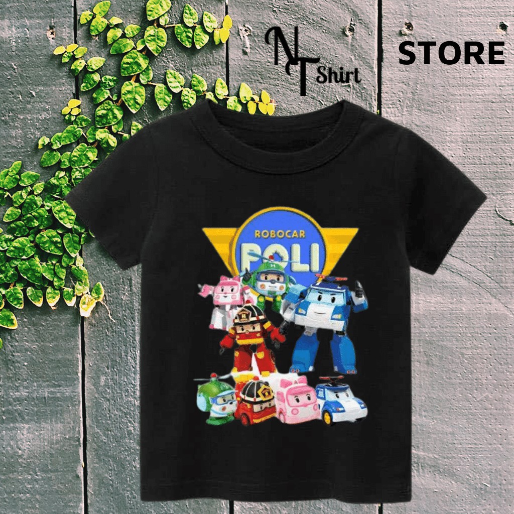 Áo thun bé trai và bé gái, Áo phông trẻ em in hình Robocar Poli Robot, Áo cotton xịn mặc mát thoải mái  NTShirt