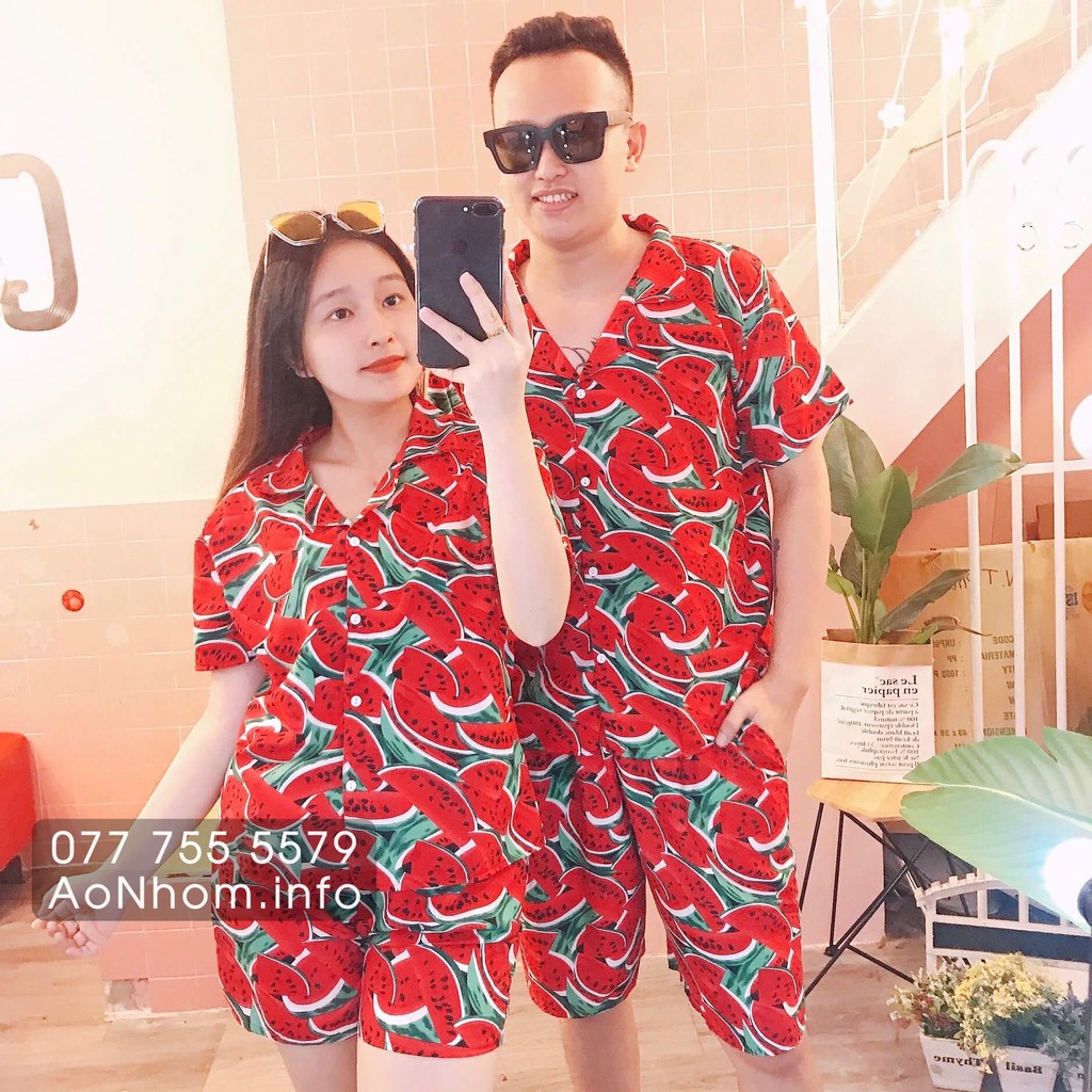 Đồ bộ đi biển kiểu pijama - Dưa hấu đỏ