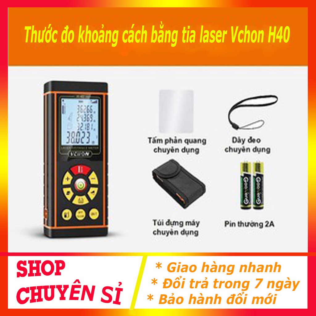 Thước đo khoảng cách bằng tia laser Vchon H40 - thước đo laze giao diện rõ ràng thao tác nhanh gọn