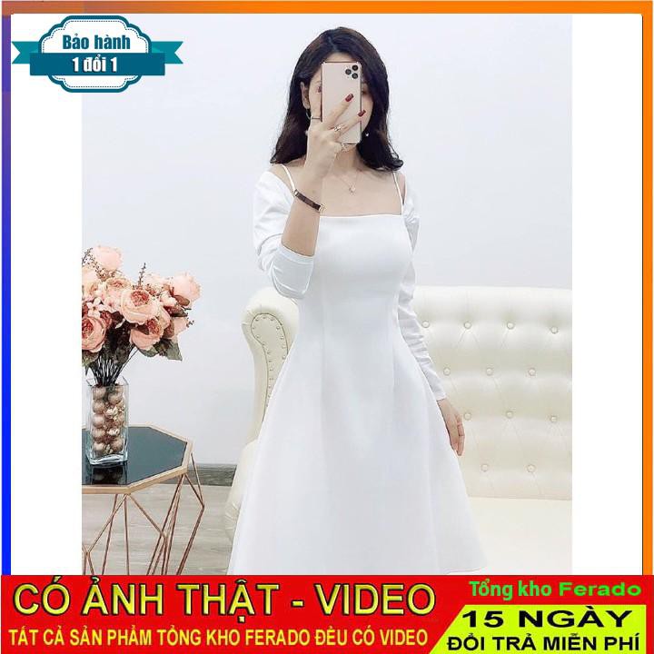 [ xả kho ] MiD Đầm trắng trơn dáng suông V1268 điệu đà Mie Design kèm ảnh thật