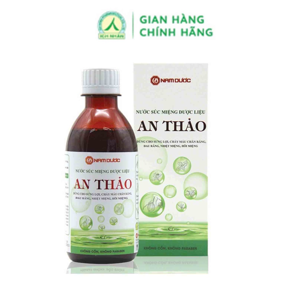Nước súc miệng dược liệu An Thảo giúp làm sạch lành tính hương thơm dịu nhẹ chai 250ml