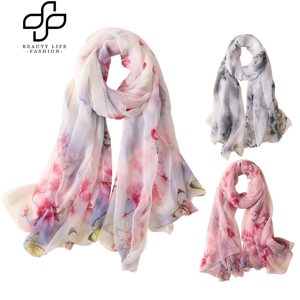 Khăn choàng cổ mềm in hoa bướm